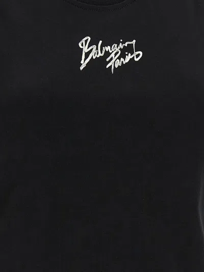 Balmain Paris Logo Sleeveless Round Neck Top In Black