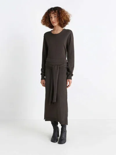 Lemaire Midi Wool Skirt In Brown