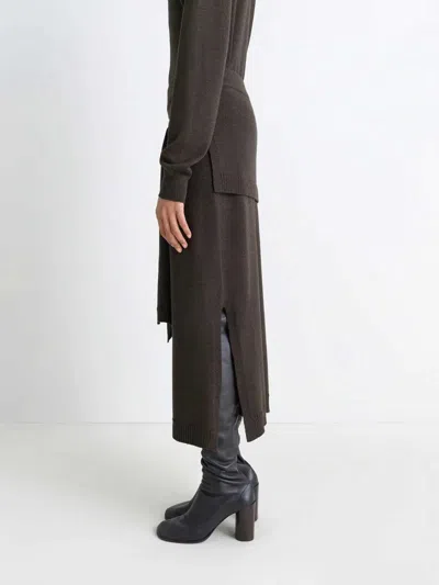 Lemaire Midi Wool Skirt In Brown