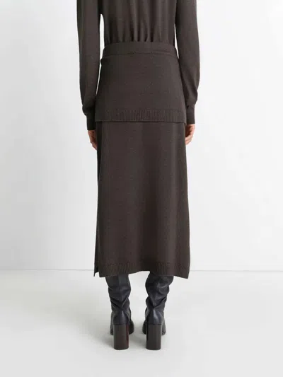 Lemaire Midi Wool Skirt In Brown