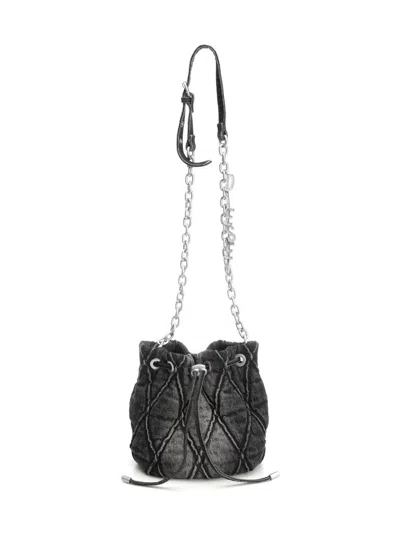 Diesel Charm-d Bucket S Crossbody Bags Grey In Black