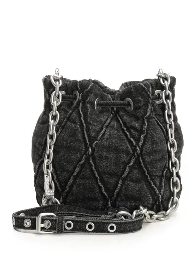 Diesel Charm-d Bucket S Crossbody Bags Grey In Black