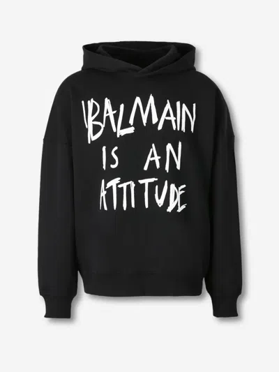 Balmain Hooded Sweatshirt In Black