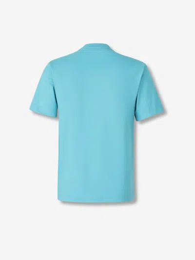 Burberry Equestrian-logo Cotton T-shirt In Blue