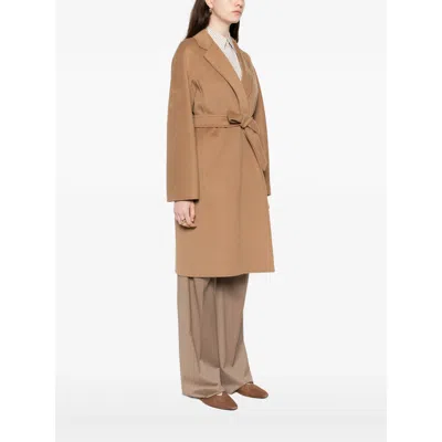 Max Mara Aceri Tie-waist Coat In Brown
