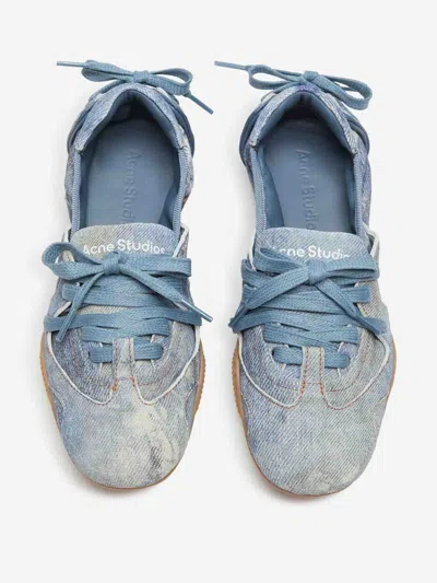 Acne Studios Bilaria Paneled Logo-print Denim Ballet Flats In Blue