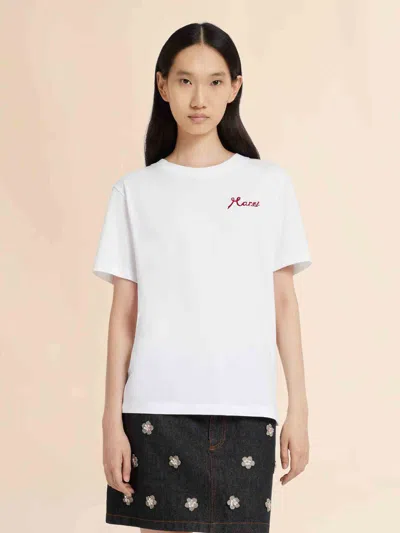 Marni Crew Neck Short Sleeve Top With Simple Design In White
