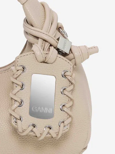 Ganni Women Pink Handbag With Removable Shoulder Strap And Pendant With Logo In Ecoleather Woman In Neutral