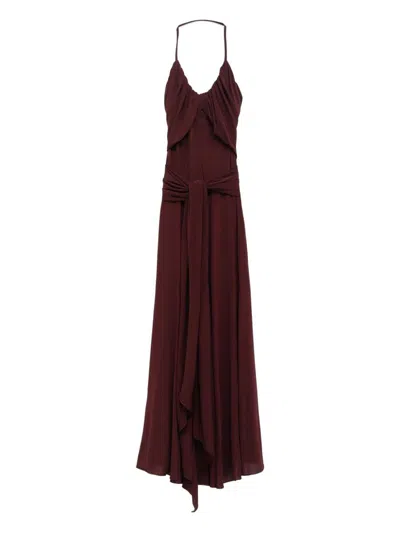 Alaïa Alaia Women Cross Dress Viscose Long Dress In Burgundy