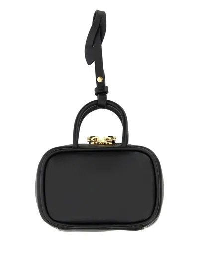 Miu Miu Micro Beau Leather Top Handle Bag Charm In Black