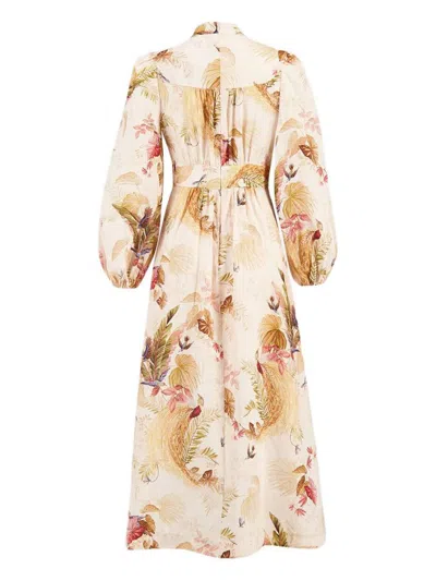 Zimmermann Ascension Printed Linen Dress In Neutral