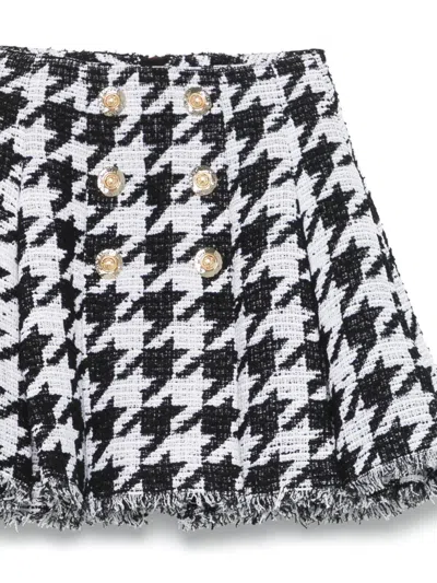 Balmain Knee Length Skirt Houndstooth Pattern In Multi