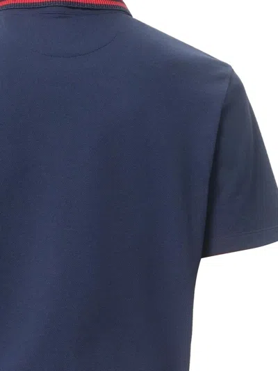 Valentino Cotton Piquet Polo With Vg Embroidery In Blue