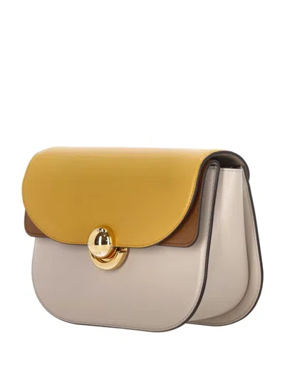 Furla Half-moon Shoulder Bag With Gold-tone Clasp In Yellow
