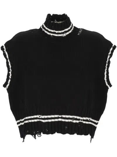Marni Cropped Cotton Vest With Contemporary Design In Black