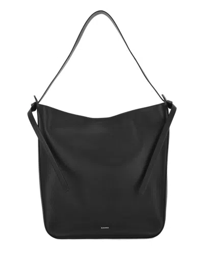 Jil Sander Leather Shoulder Bag With Decorative Tassels In Multi