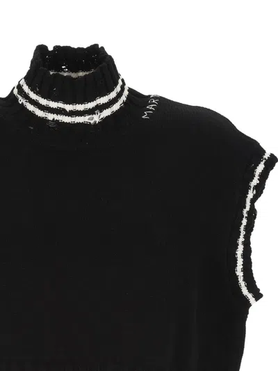 Marni Cropped Cotton Vest With Contemporary Design In Black