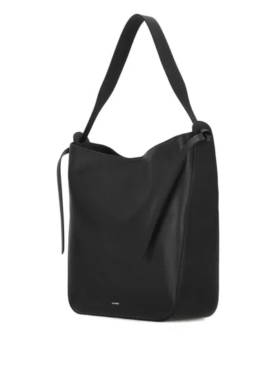 Jil Sander Leather Shoulder Bag With Decorative Tassels In Multi