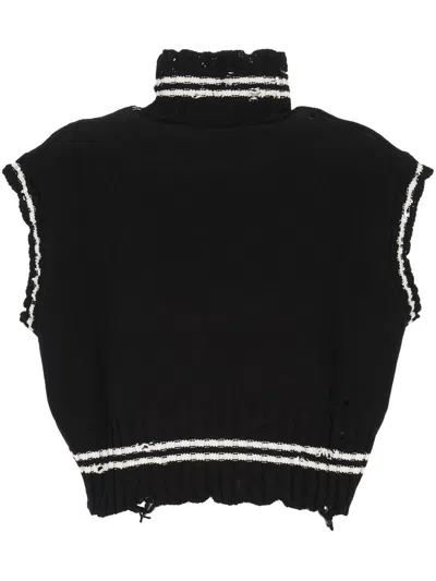Marni Cropped Cotton Vest With Contemporary Design In Black