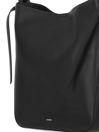 Jil Sander Leather Shoulder Bag With Decorative Tassels In Multi