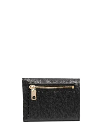 Dolce & Gabbana Dauphine Calfskin French-flap Wallet In Black