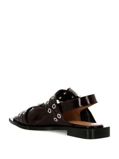 Ganni Embellished Recycled Point-toe Slingback Flats In Multi