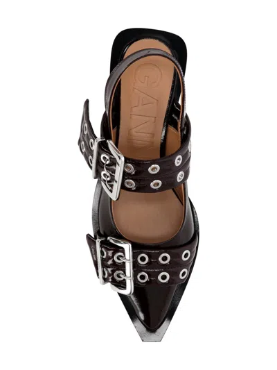 Ganni Embellished Recycled Point-toe Slingback Flats In Multi