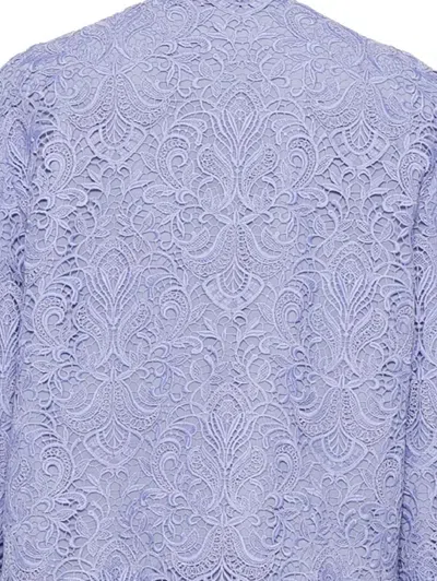 Etro Scalloped Corded Lace Jacket In Blue