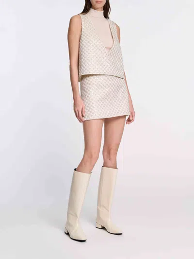 Dorothee Schumacher Sequin Embellished Crop Top In Duchesse In White