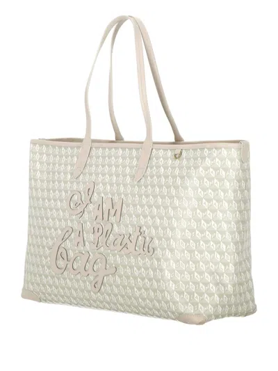 Anya Hindmarch Xs Tote Bag With I Am A Plastic Bag Pattern In Neutral