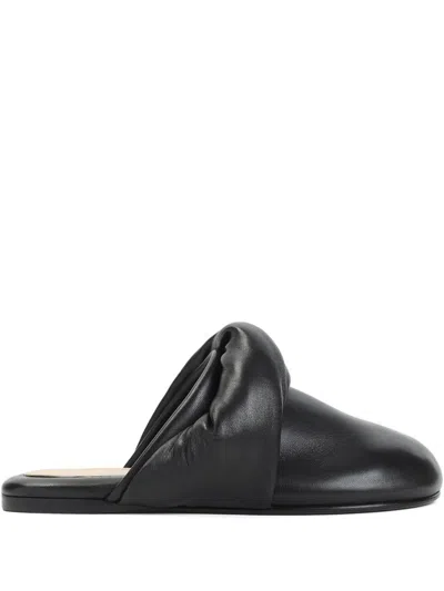 Carven Garnier Knotted Black Lamb Leather Mules In Black