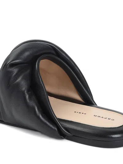 Carven Garnier Knotted Black Lamb Leather Mules In Black