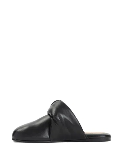 Carven Garnier Knotted Black Lamb Leather Mules In Black