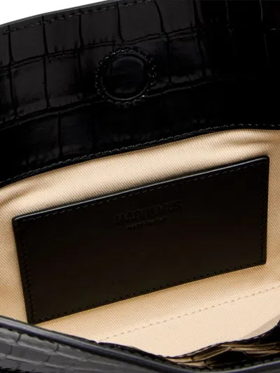 Jacquemus Le Calisson Crocodile-effect Leather Shoulder Bag In Black