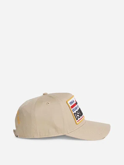 Dsquared2 Beige Structured Cap With Logo Patch In Brown
