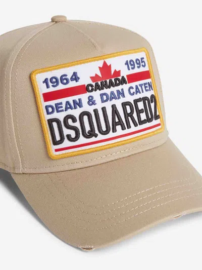 Dsquared2 Beige Structured Cap With Logo Patch In Brown