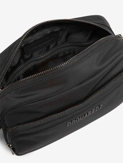 Dsquared2 Leather Jacket With Metallic Details In Black