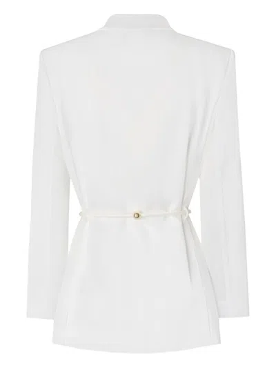 Pinko Shiny Satin Blazer With Belt And Boule In White