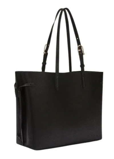 Furla Large Ava Leather Tote Bag In Black