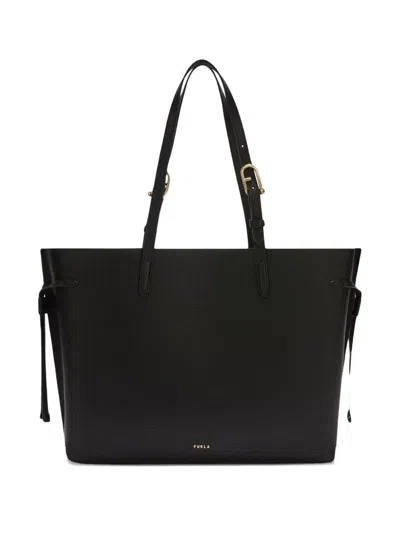 Furla Large Ava Leather Tote Bag In Black