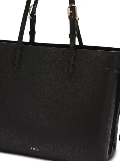 Furla Large Ava Leather Tote Bag In Black