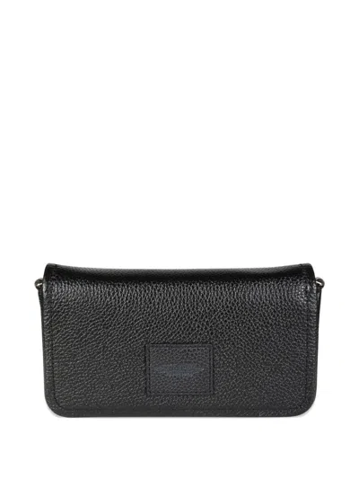 Marc Jacobs Mini Black Crossbody Bag With Engraved Logo In Hammered Leather Woman In Black