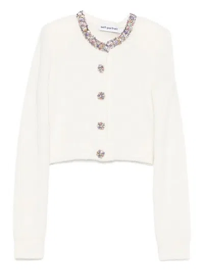 Self-portrait Jewel-embellished Ribbed Knit In Multi