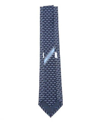 Ferragamo Race-patterned Tie In Blue