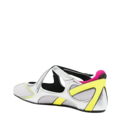 Attico Floor 01 Multicolor Ballet Shoes With Logo On The Side And Cut-out Design In Fabric Woman In Gray