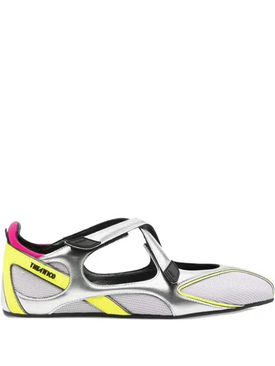 Attico Floor 01 Multicolor Ballet Shoes With Logo On The Side And Cut-out Design In Fabric Woman In Gray