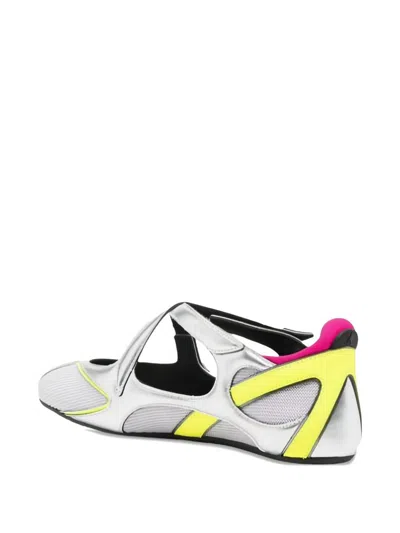 Attico Floor 01 Multicolor Ballet Shoes With Logo On The Side And Cut-out Design In Fabric Woman In Gray