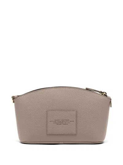 Marc Jacobs The Beauty Bag Grey Clutch Bag With Logo Print On The Front In Leather Woman In Brown