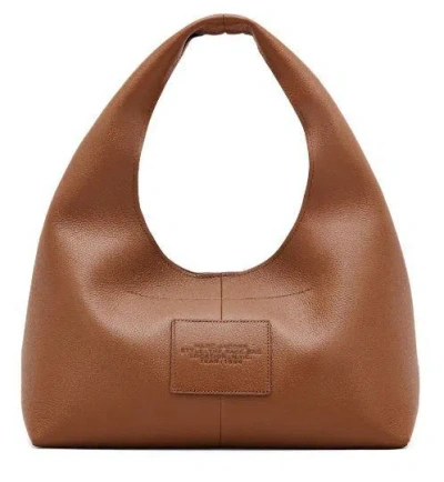 Marc Jacobs The Sack Embossed-logo Leather Shoulder Bag In Brown