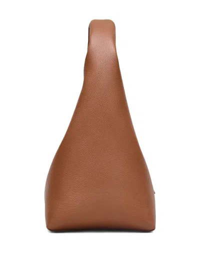 Marc Jacobs The Sack Embossed-logo Leather Shoulder Bag In Brown